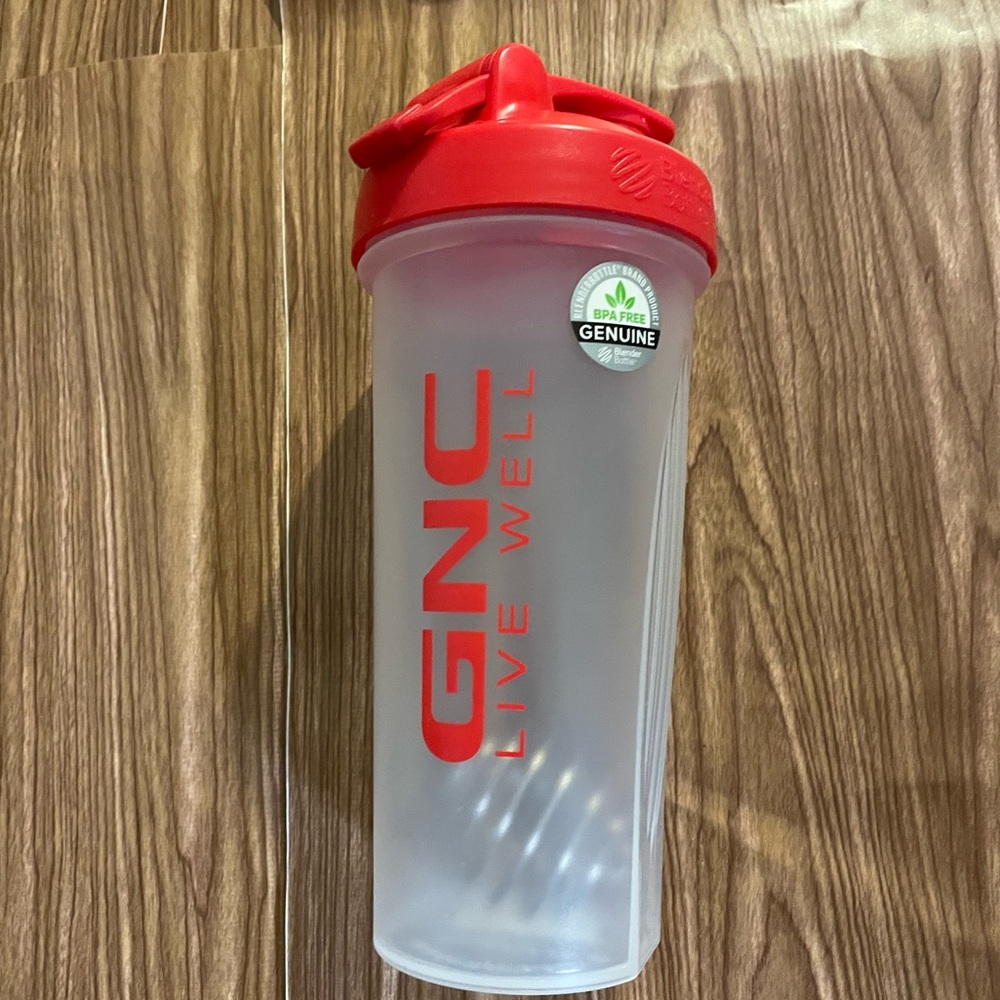 GNC Live Well Blender Bottle "classic" (w/ loop) 28 oz Clear Bottom, Red Top
